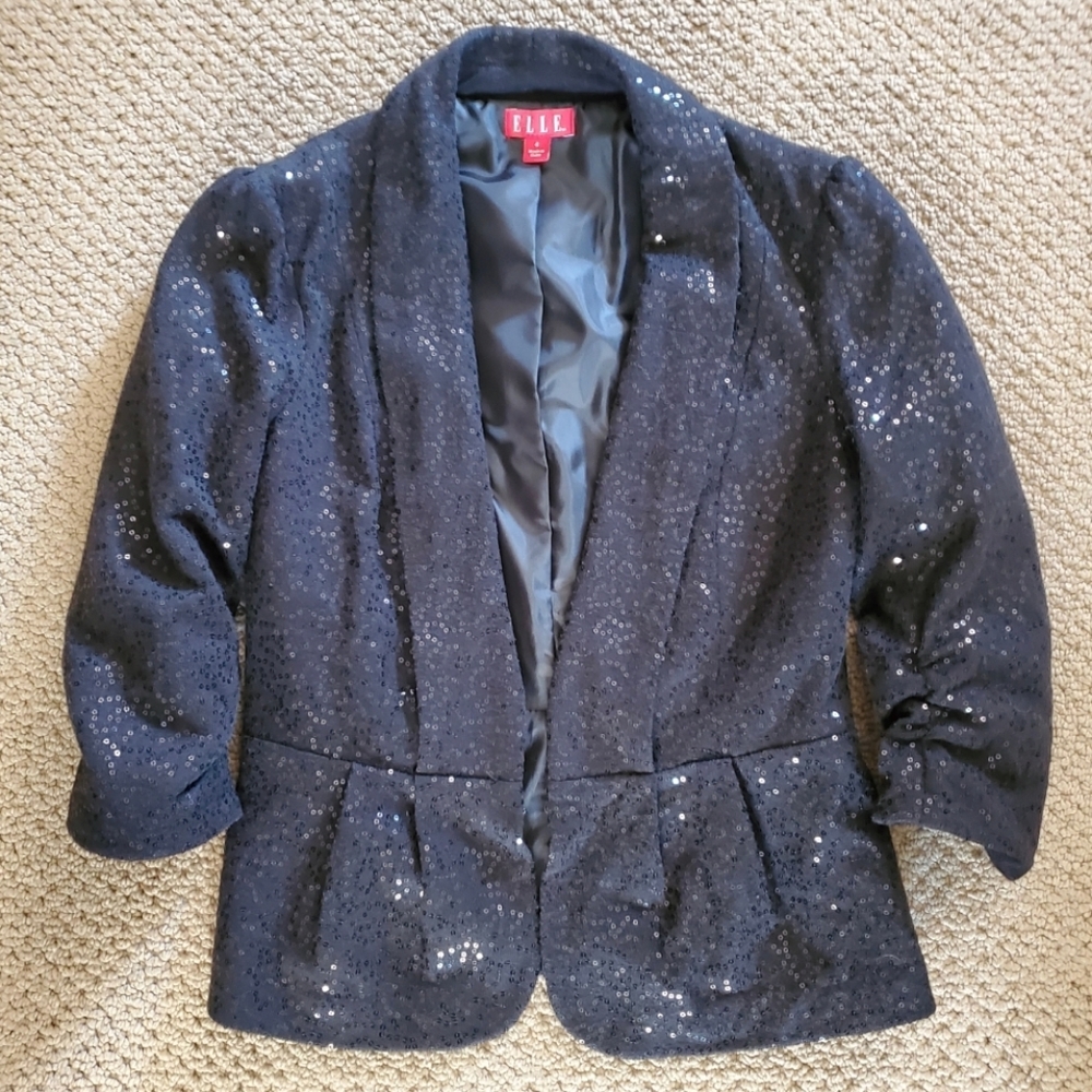 ELLE Sequin 3/4 sleeve blazer
